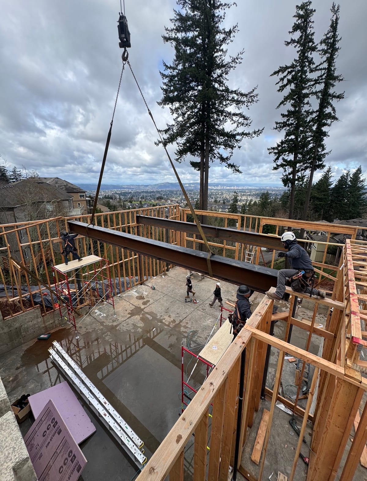 NW Iron Works crew installing structural steel