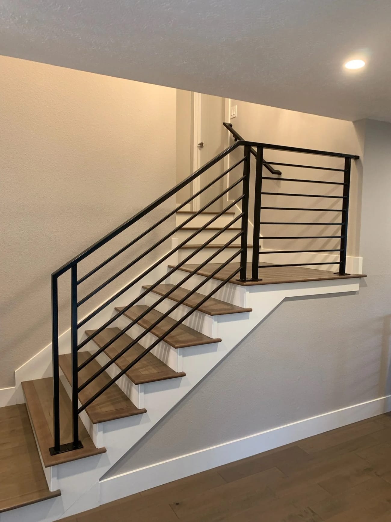 Interior steel stair railing