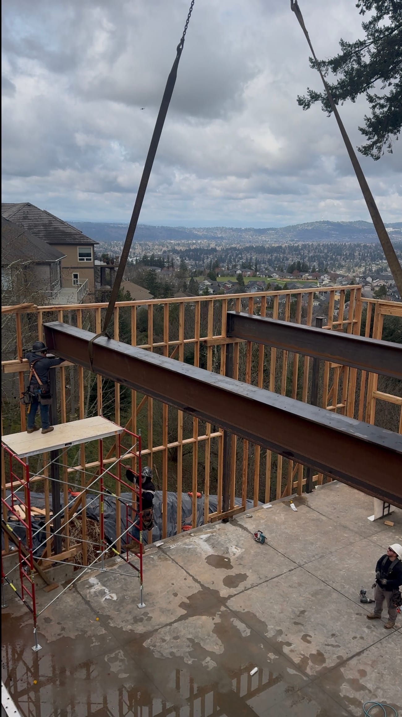 Residential structural steel beam install